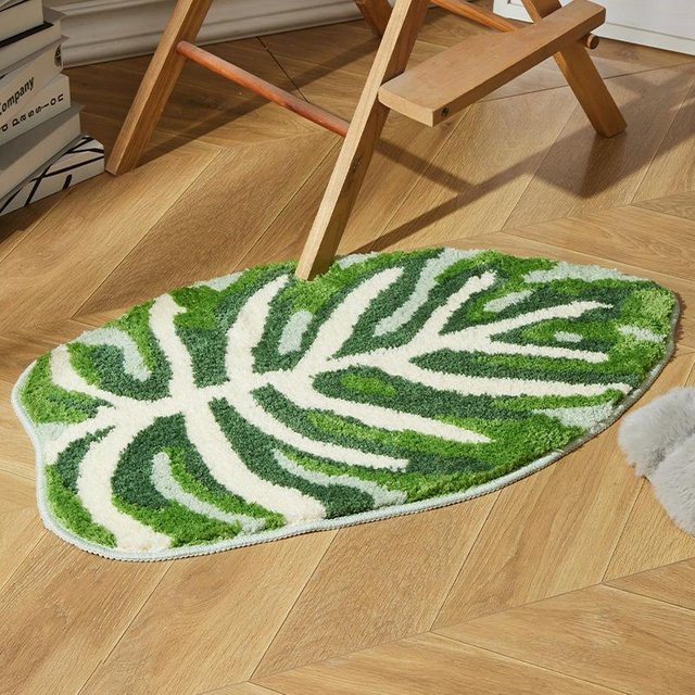Yiran Furniture Nordischer Tufted Teppich Pflanzenblätter Rutschfeste Matte B: 45 cm, T: 76 cm - Bild 1
