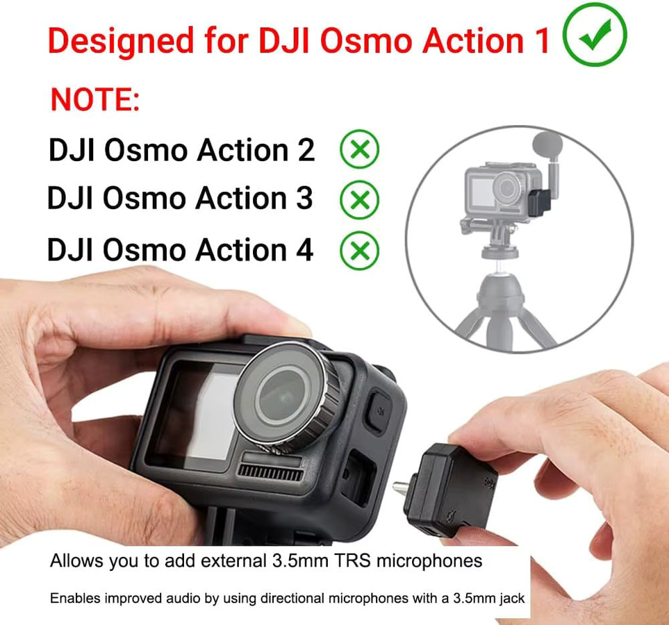 JJC USB-C auf 3,5-mm-Mikrofonadapter für DJI Osmo Action 1, Audio-Adapter in Schwarz - Bild 2