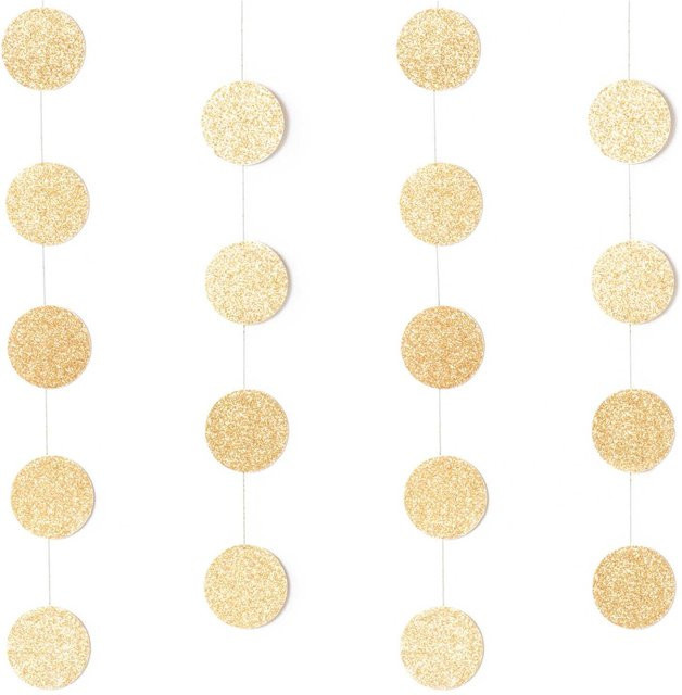 Rico Design Genähte Girlande mit Kreisen in Glitter-Gold, Durchmesser: 3,8 cm, Länge: 2 m - Bild 1