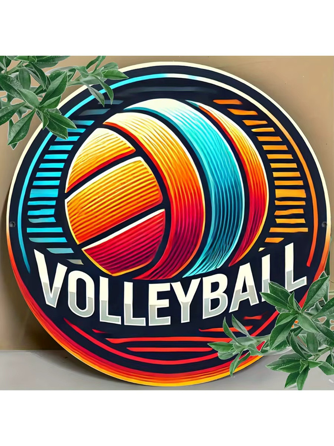 Potdemiel Volleyball Wandkunstschild aus Metall im Vintage-Stil, Mehrfarbig, B/H: 20,3 x 20,3 cm - Bild 5