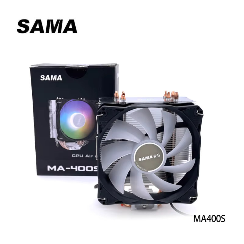 SAMA MA-400S CPU-Luftkühler mit 4 Heatpipes, 3-Pin PWM und ARGB, Multicolor, kompatibel mit Intel LGA 115X 1366 1200 1700 und AMD AM3 AM4 AM5 FM2 FM1 - Bild 2