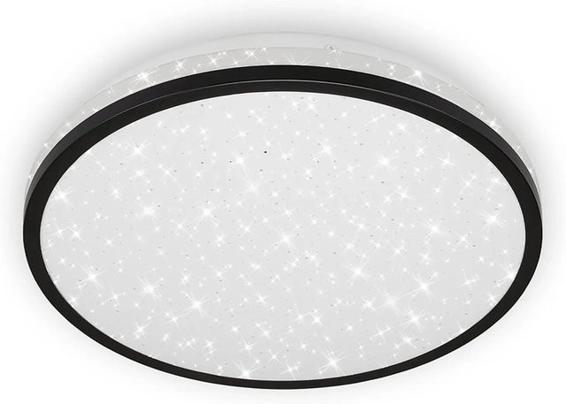 Briloner LED Bad-Deckenleuchte Acorus Schwarz mit Sternendekor, Durchmesser: 28 cm, Höhe: 7 cm - Bild 1