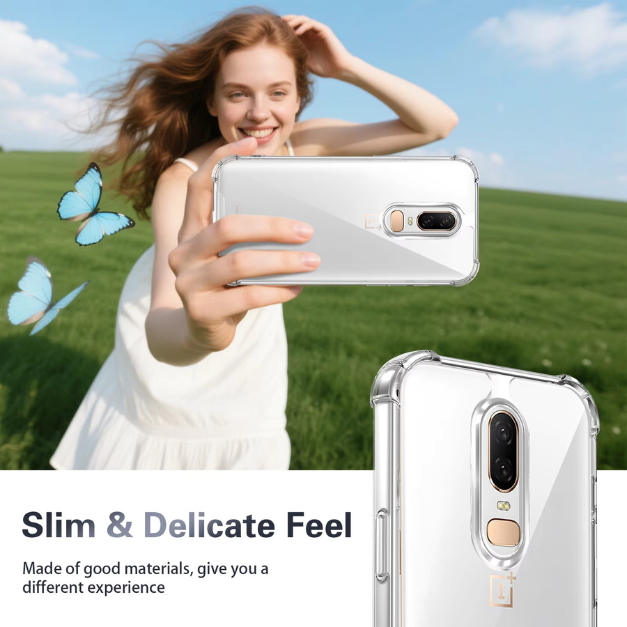 OnePlus 6 Stoßfeste Silikon-Handyhülle mit Luftpolster-Schutz, transparent matt, Rückseite-Abdeckung für Modelle A6000 und A6003 - Bild 2