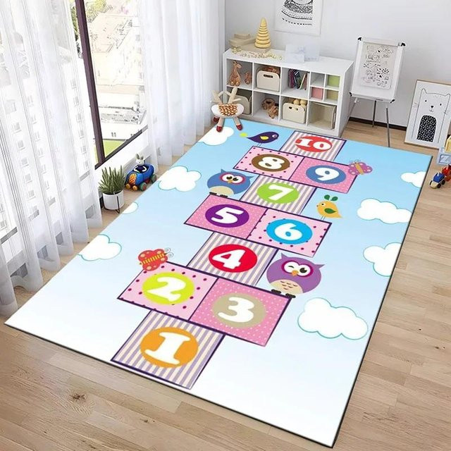UQIDEHOME Kinder Teppich mit Cartoon-Zahlenspiel, Waschbarer Spielteppich für Kinderzimmer und Schlafzimmer, Mehrfarbig, B/T: 90 x 130 cm - Bild 1