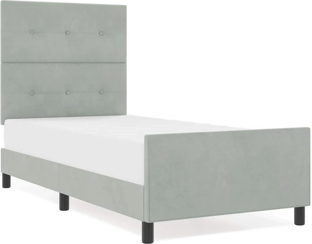 vidaXL Boxspringbett mit Kopfteil in Hellgrau aus Samt, B/T/H: 80 x 200 cm - Bild 1