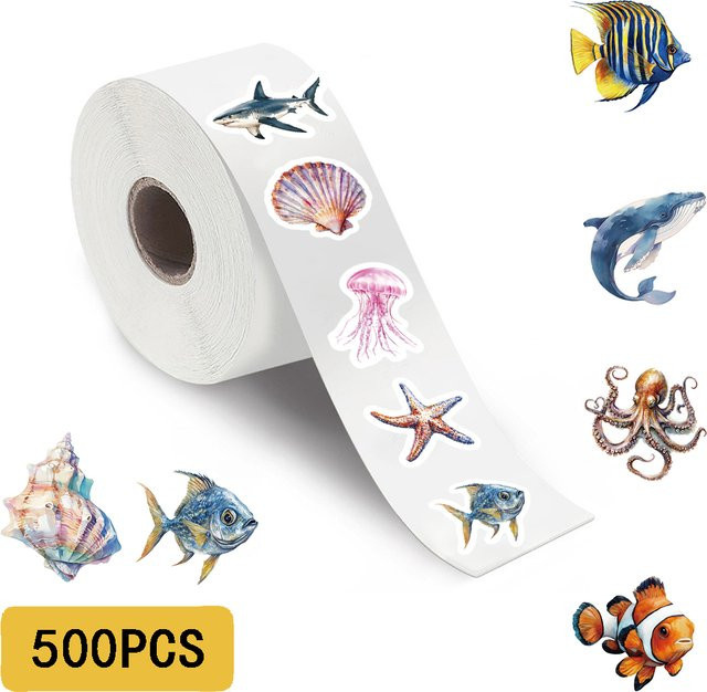 500 Stück Marine Organismus Rollen Aufkleber aus PVC in Multicolour für Laptop Scrapbooking und Dekoration - Bild 1