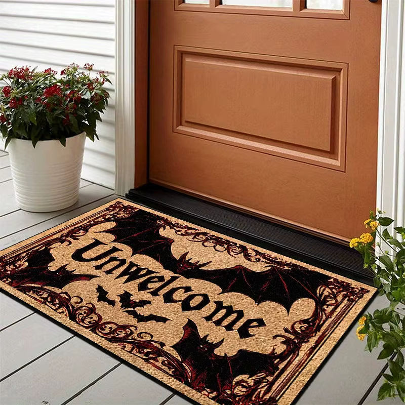 VIKAMA Halloween Fledermaus Fußmatte Unwelcome Dark Series, rutschfeste und wetterfeste Bodenmatte für Outdoor und Heimdekoration, B/T: 60 x 40 cm, Multicolor - Bild 2