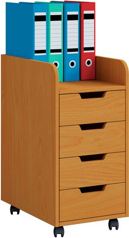 VCM Rollcontainer Konal Mini mit 4 Schubladen, braun/buche, B/T/H: 33 x 40 x 65 cm - Bild 1