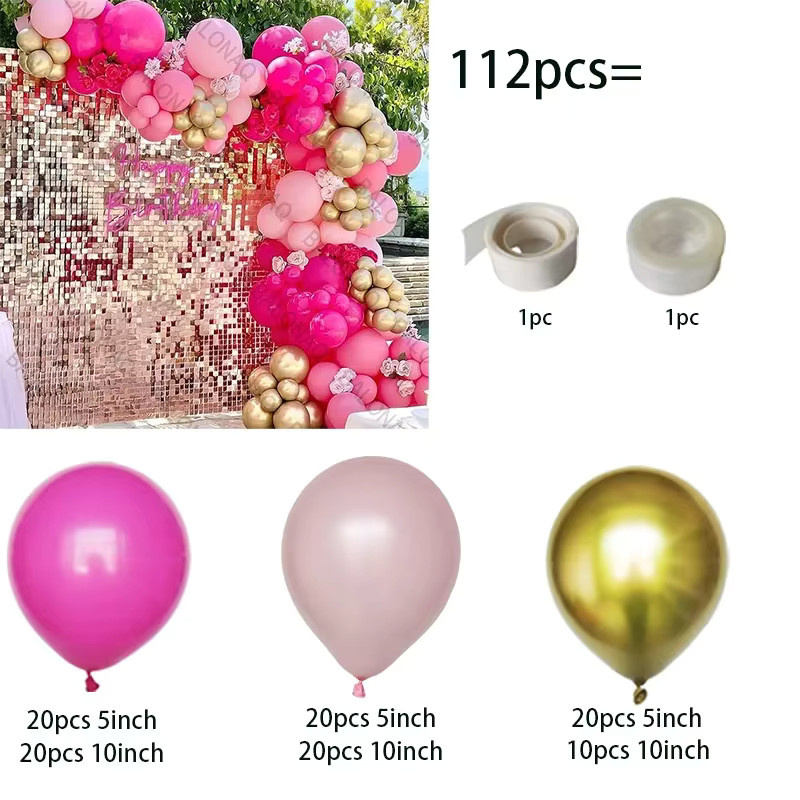 BALONAQ Latex Ballons Girlande Bogen Kit in Pink und Schwarz, 112 Stück für Geburtstag, Hochzeit oder Baby Shower - Bild 2