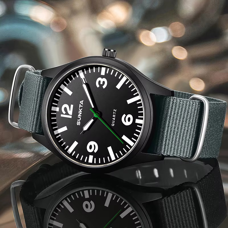 LIGE Armbanduhr, Quarz, Textil/NATO, Schwarz, Herren - Bild 2