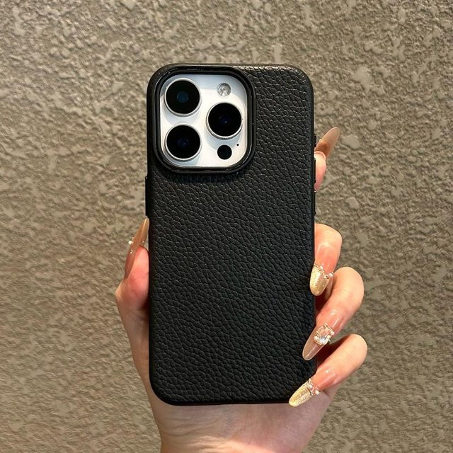 YULIN-003 Silikon Handyhülle mit Litschi-Muster für iPhone 11 bis 16 Pro Max in Beige - Bild 1