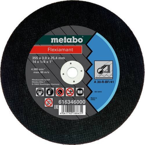 Metabo Trennscheibe gerade für Metall, 355 mm, 10 Stück, Schwarz - Bild 1