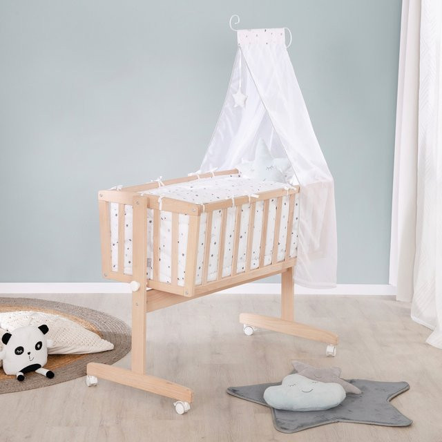 Roba Komplettwiegenset Sternenzauber in Grau aus Massivholz mit Baldachinrahmen für das Kinderzimmer, Breite: 90 cm, Tiefe: 40 cm - Bild 1