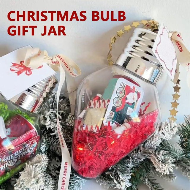 Transparentes Geschenkverpackungsglas im Glühbirnen-Design als hängender Weihnachtsschmuck - Bild 1