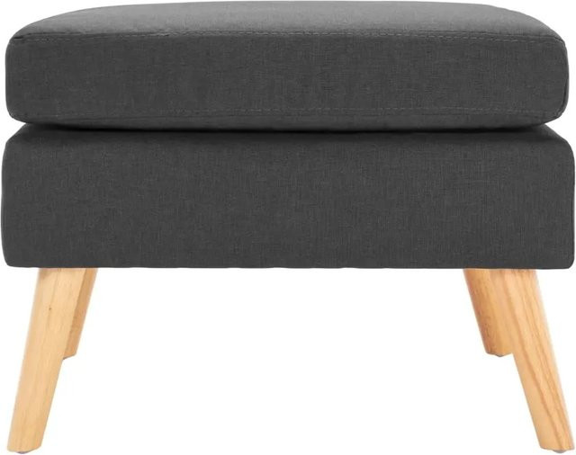 vidaXL Fußhocker Dunkelgrau aus Stoff mit Holzgestell B/T/H: 43,5 x 43,5 x 54,0 cm - Bild 1