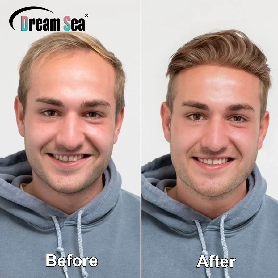 Bfirehair Toupet Echthaar, braun, V-Schleife, Herren - Bild 5
