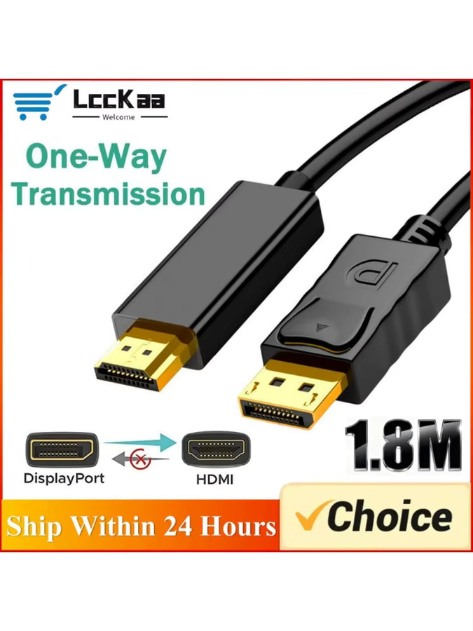 LccKaa DisplayPort zu HDMI Kabel 1,8 m für PC, Monitor und Projektor, 1080P Video und Audio Adapter Stecker auf Stecker - Bild 7