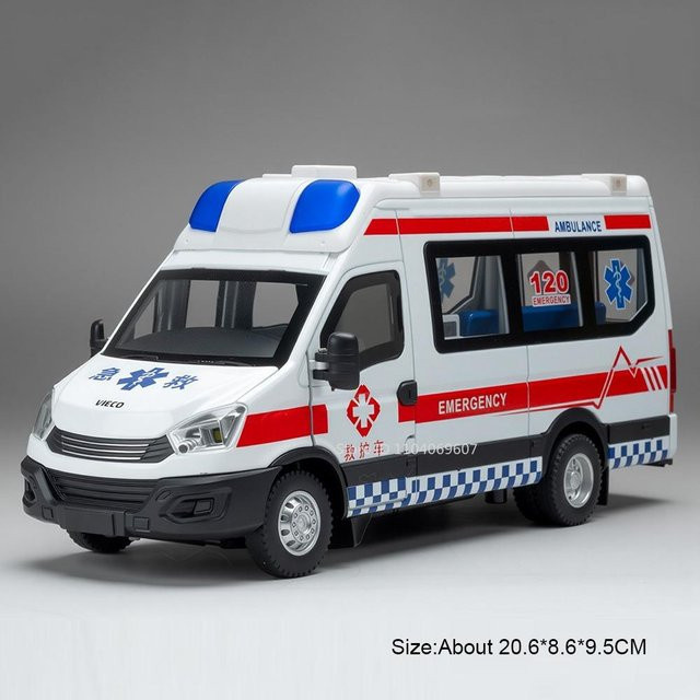 Linyi toy car Schulbus Krankenwagen Polizeiauto, Modellspielzeug, 1:24, mit Licht und Geräusch, ab 14 Jahren - Bild 1