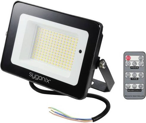 Sygonix SY-5995284 LED-Außenstrahler in Schwarz mit Bewegungsmelder und Fernbedienung, 30 W, Neutralweiß, IP65, Aluminium - Bild 1