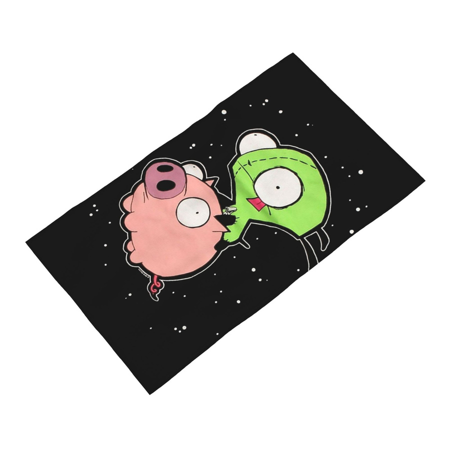 Ka Chen Muxi Invader Zim Kunst Gesichtstuch aus Baumwolle, schnelltrocknend und saugfähig, weiß/mehrfarbig, B: 30 cm, H: 60 cm - Bild 3