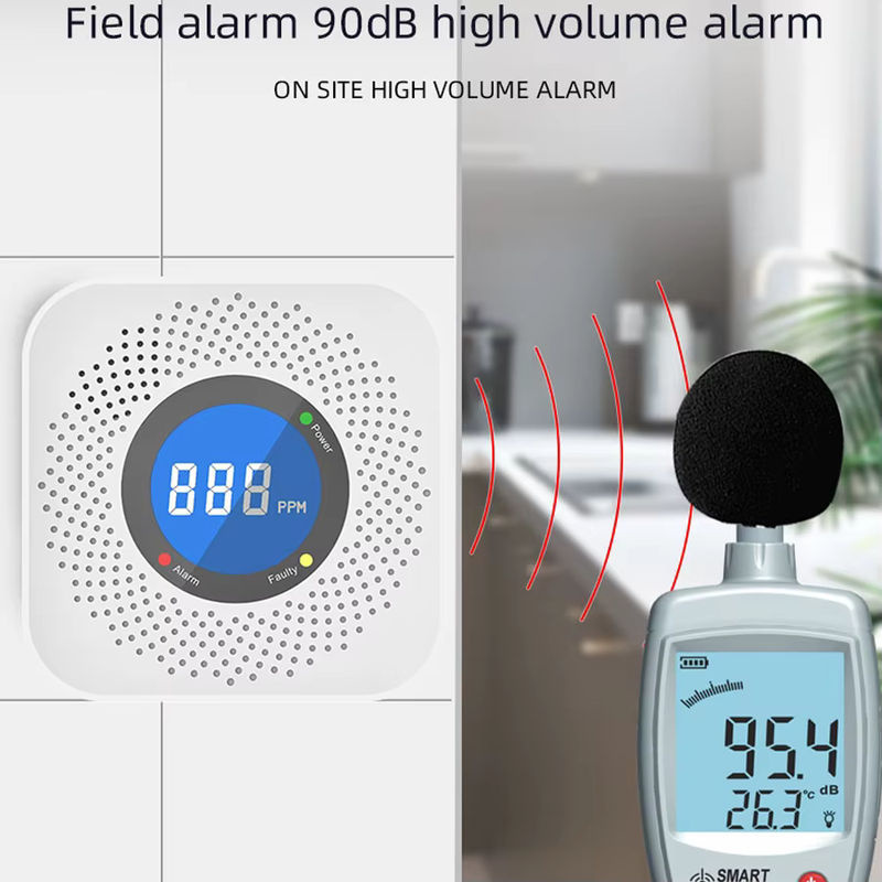 PGST CO-Alarmsensor für Zuhause, hochempfindlicher Kohlenmonoxid-Alarmmelder mit 85 dB Warnung und LCD-Anzeige in Weiß - Bild 4