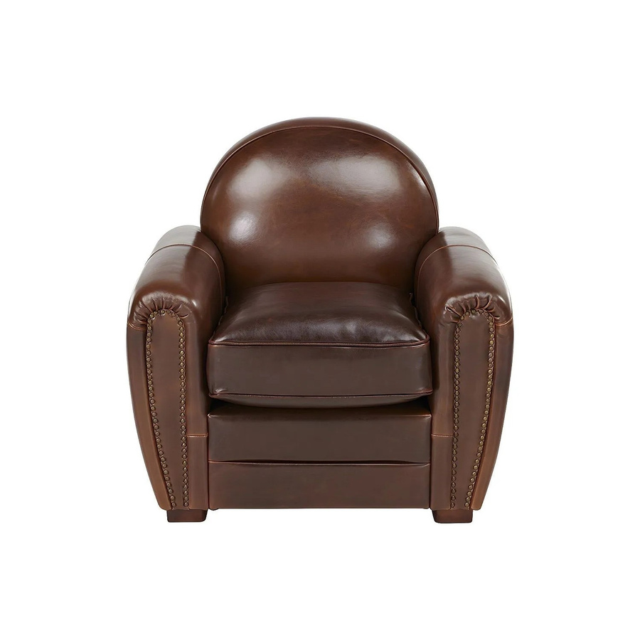 Vente-unique Sessel Baudoin aus Rindsleder in Schokobraun mit gerader Rückenlehne und Armlehnen, Breite: 90 cm, Tiefe: 85 cm, Höhe: 84 cm - Bild 2