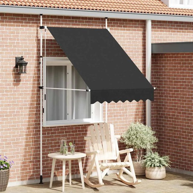 Handbetriebene Furnicato Einziehbare Markise aus Polyester in Anthrazit, Breite: 150 cm - Bild 1