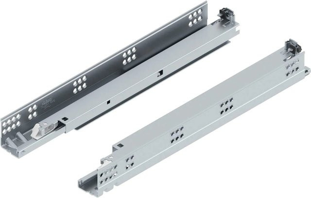 Blum Unterbodenführung Tandem Tip-On 560H mit Push-to-Open Funktion, Stahl verzinkt, Farbe: Silber, Länge: 420 mm - Bild 1