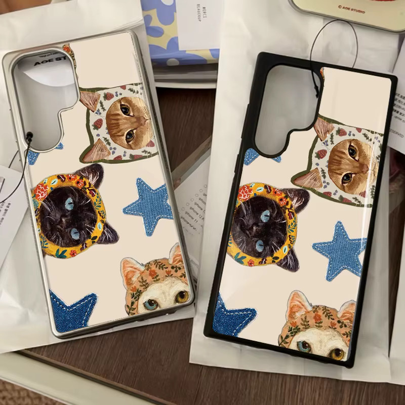 Sturzsichere Epoxy Handyhülle Die Kopftuch-Katze und die Sterne für Samsung Galaxy S23 S24 S25 S26 Plus FE Ultra Edge in Multicolour - Bild 3