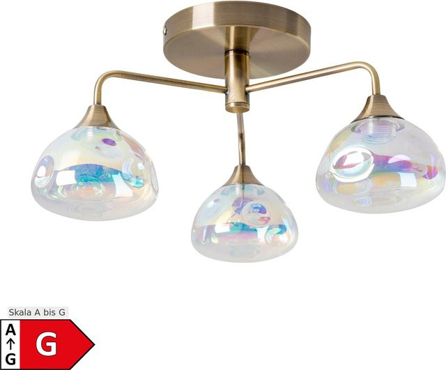 Näve LED-Deckenleuchte Varna 3-flammig in Messing und Glas, B/T/H: 42 x 42 x 19,5 cm - Bild 1