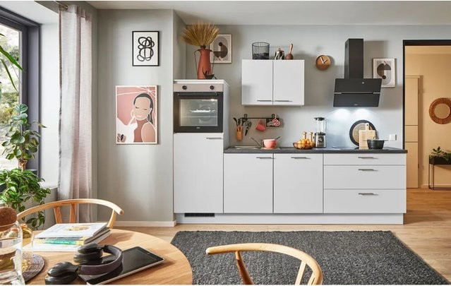 PINO Küchenzeile Lichtgrau mit Geräteschrank, Breite: 280 cm, Tiefe: 60 cm, Höhe: 174 cm - Bild 1