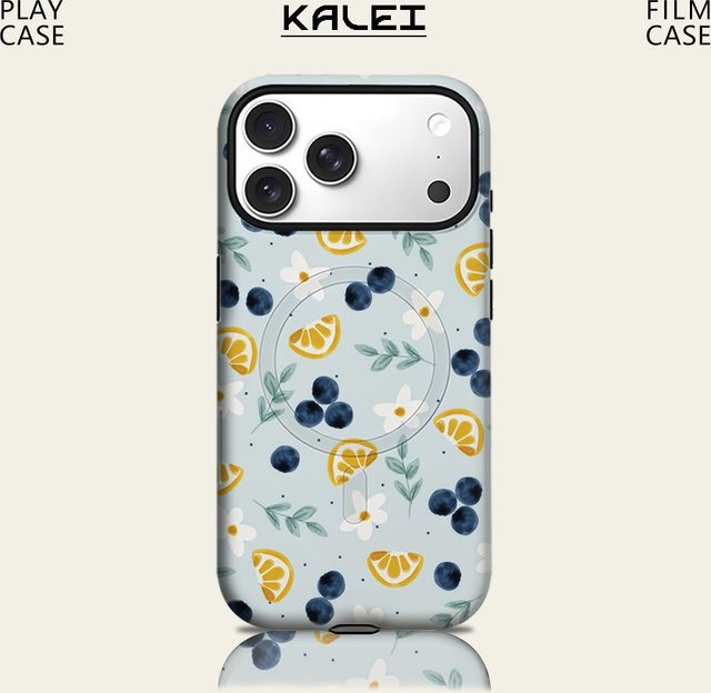 Robuste Handyhülle von Potdemiel mit Früchte-Design für iPhone 17, 16, 15, 14, 13 Pro Max Plus, Hellblau, magnetisch und doppelschichtig - Bild 1