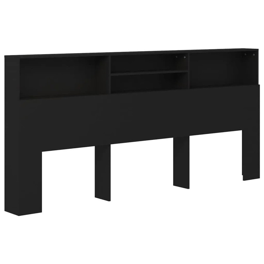 vidaXL Kopfteil mit integrierten Ablagen Schwarz B/H/T: 220 x 103,5 x 19 cm - Bild 2