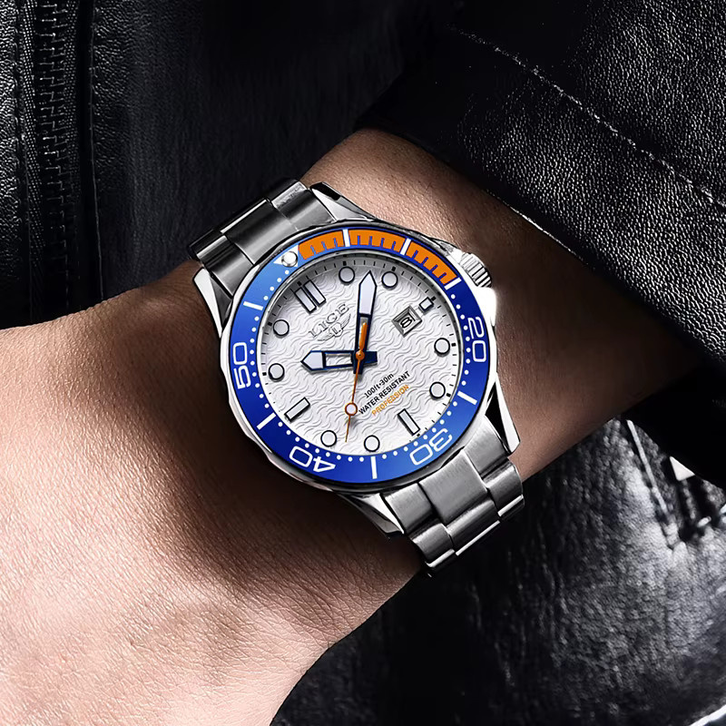 LIGE Armbanduhr Quarz, Edelstahl, Bicolor, Datum, Herren - Bild 5