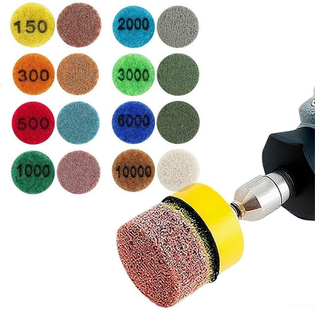 Okerqi Schwamm-Polierpads-Set in Multicolor mit 2,5 mm Schaft für Granit, Jade, Marmor und Beton, 25 mm Durchmesser, für Nass- und Trockenpolieren - Bild 1