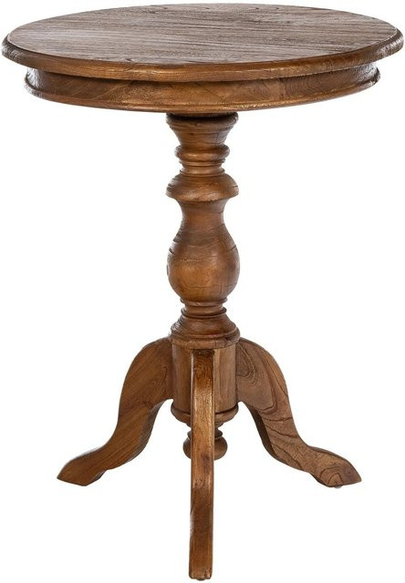 DELUKE Beistelltisch VILMA Rund aus Mindiholz in Braun, B/T/H: 50 x 50 x 64 cm - Bild 1