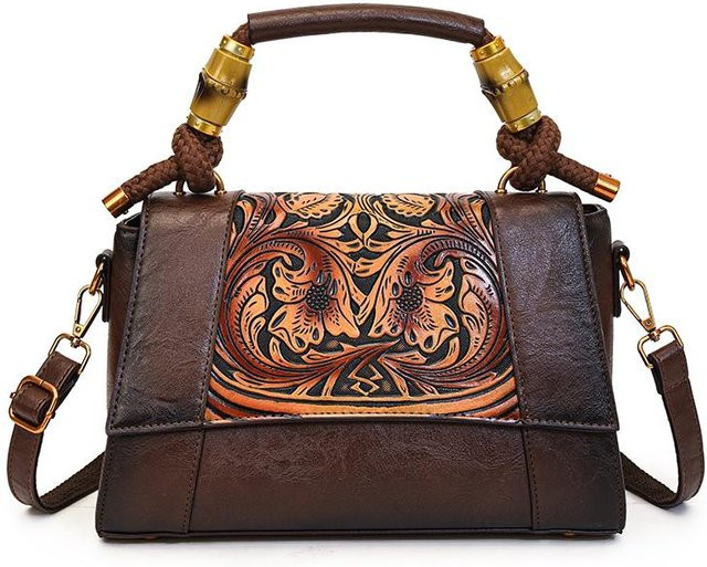 Weft Schulter-Crossbody-Tasche, PU-Leder, kaffeebraun, Damen - Bild 1