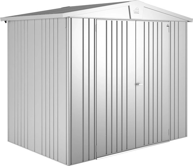 Biohort Gerätehaus Europa Gr. 3 aus Metall in Silber Metallic mit Satteldach und Doppeltür, B/H/T: 244 x 203 x 156 cm - Bild 1