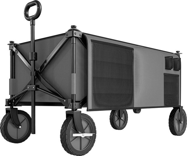 Outsunny Bollerwagen faltbar in Dunkelgrau mit verstellbarem Griff und Seitentaschen bis 120 kg belastbar - Bild 1