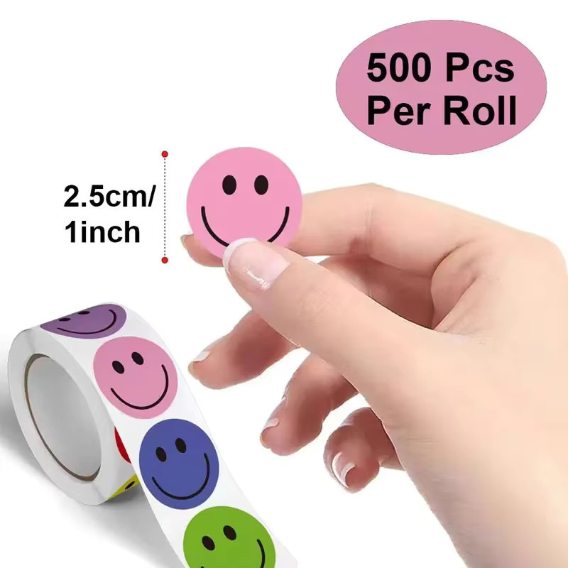 500 Stück bunte Smiley-Siegelaufkleber aus Papier für Kinder, kreative Cartoon-Gesichtsausdruck-Aufkleter in Mehrfarbig - Bild 4