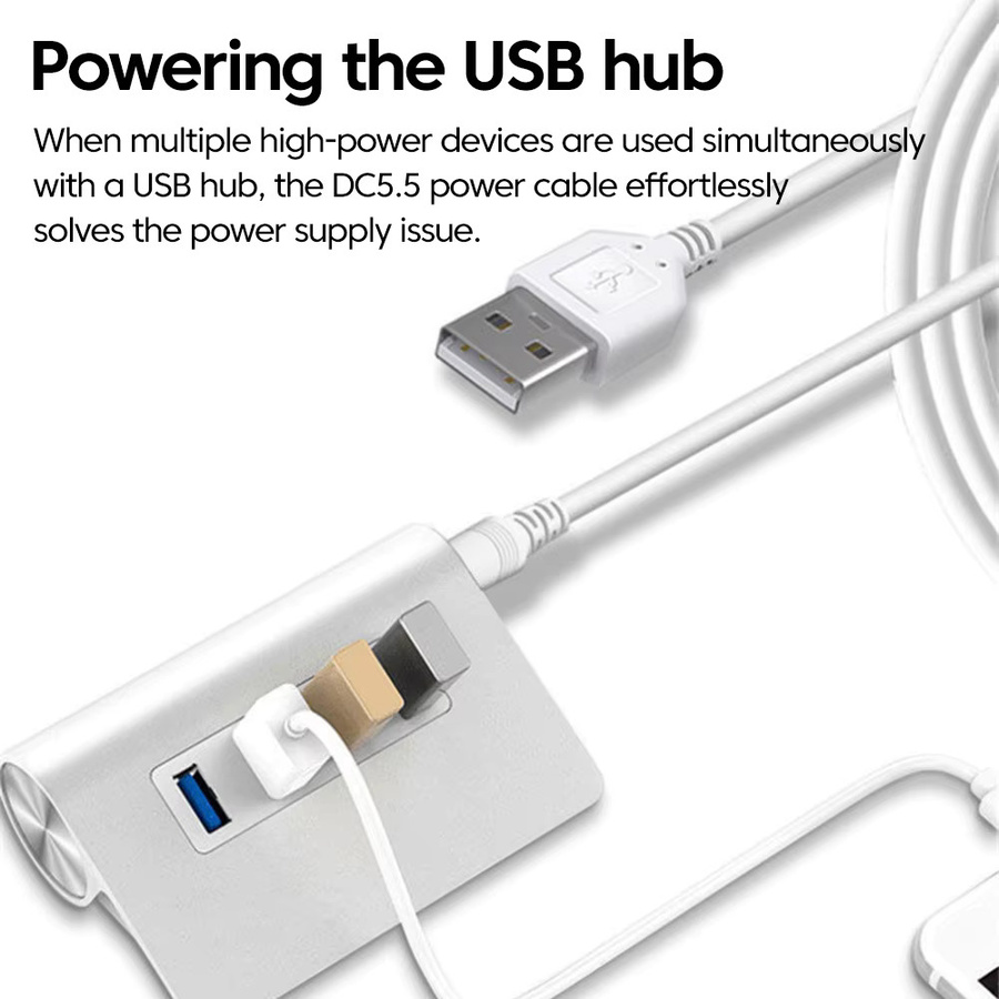 USB zu DC Ladekabel mit 8 austauschbaren Steckern für 5 V, 9 V und 12 V in Weiß - Bild 2