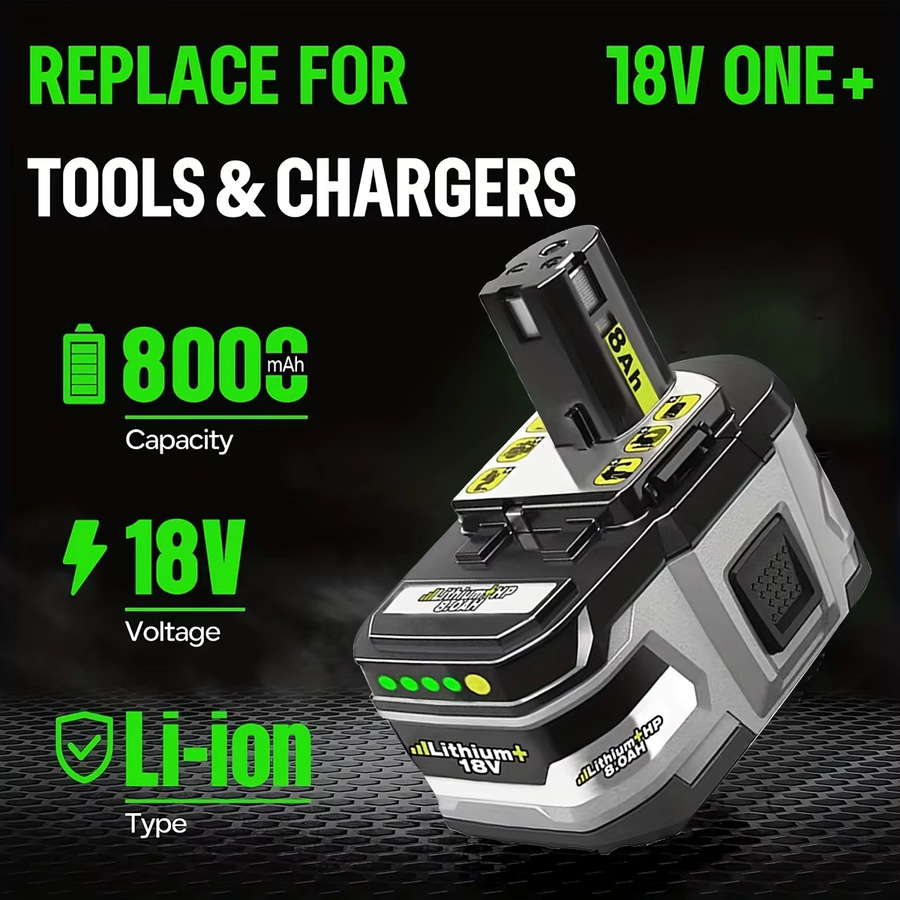 Ryobi ONE+ Hochleistungs-Lithium-Ionen-Akku 18V 8,0Ah mit geringer Selbstentladung für alle ONE+ Werkzeuge P104 P107 P108 RB18L50 RB18L20 - Bild 5