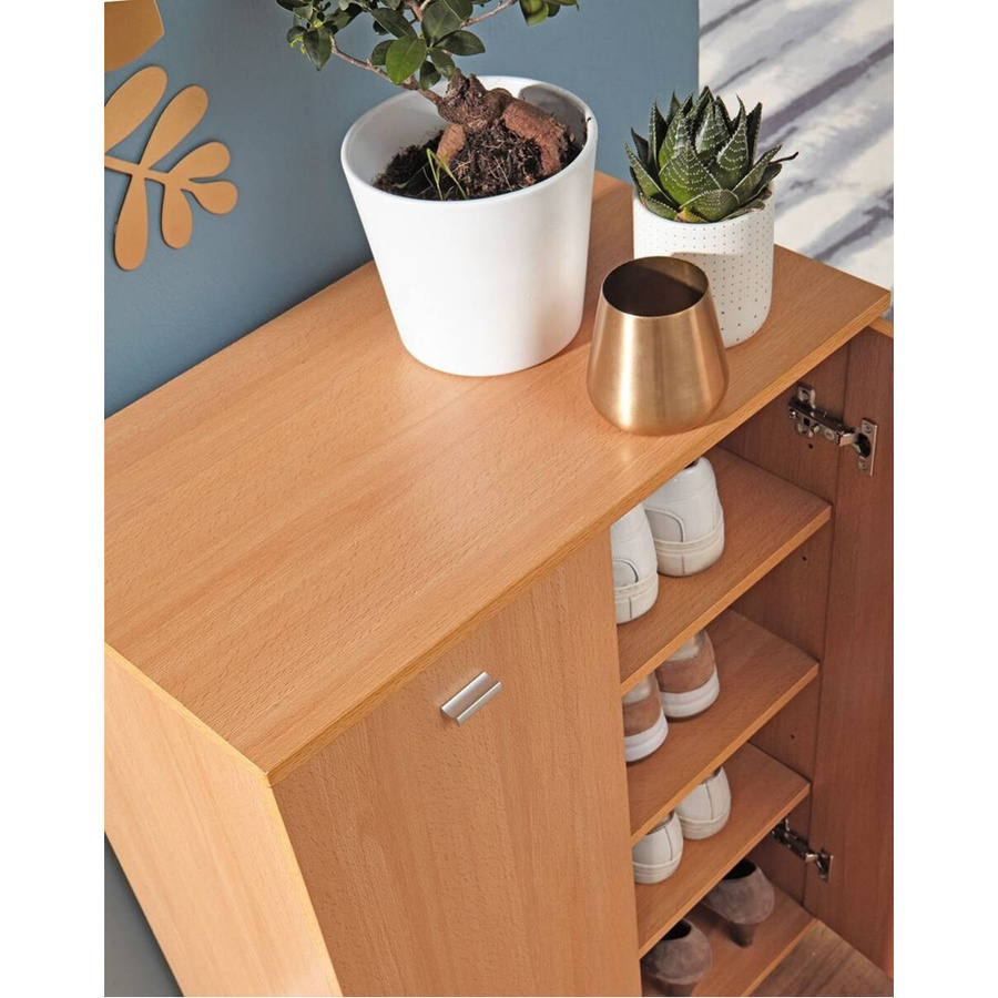 Schuhschrank NIMES in Buche-Nachbildung mit silbernen Akzenten, B/H/T: 60 x 90 x 31 cm - Bild 2