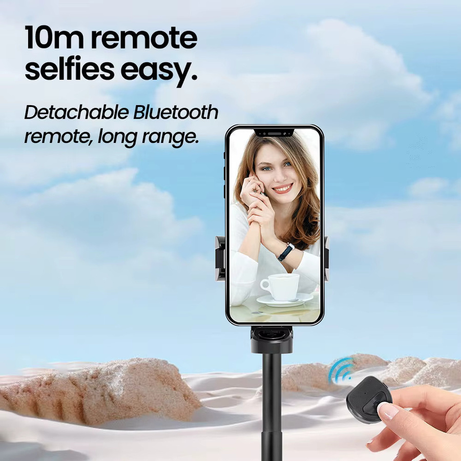 Elough Selfie Stick Stativ mit Bluetooth Fernbedienung und ausziehbarem Telefon Halter in Schwarz - Bild 3