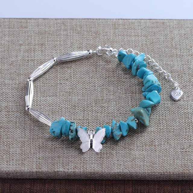 Armband 925 Silber, Perlen, Schmetterling, Mädchen - Bild 1