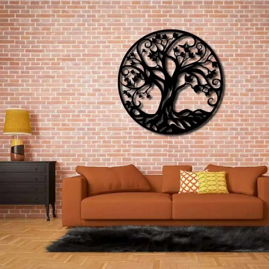 CIFBUY 3D-Stammbaum Wandkunst aus Metall in Schwarz mit floralem Baum des Lebens Design - Bild 4