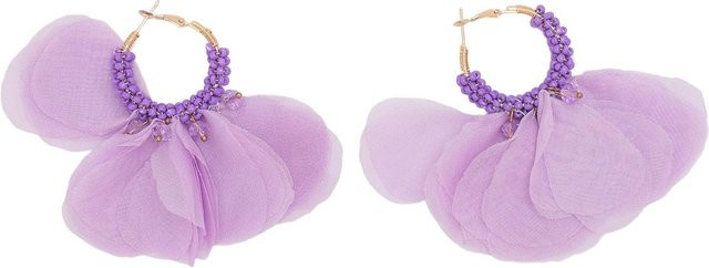 Neoglint Hängeohrringe Creolen, Stoffblumen, Perle, Messing, violett, Damen - Bild 1