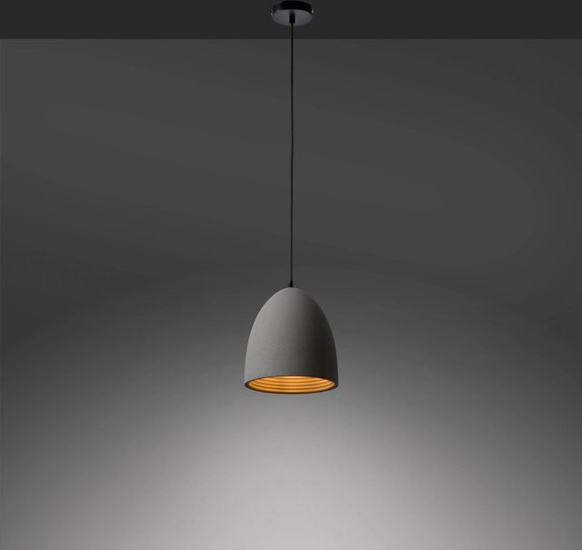 Paul Neuhaus Pendelleuchte Eton in Grau aus Beton im Industrial Design, Durchmesser: 21 cm - Bild 1
