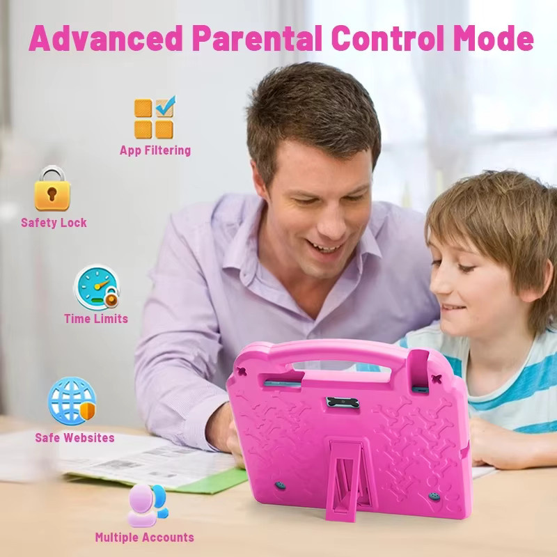 Paitanry Kinder-Tablet mit Android 15, 10,1 Zoll Display, 8 GB RAM, 64 GB Speicher, WiFi 6, Pink - Bild 3