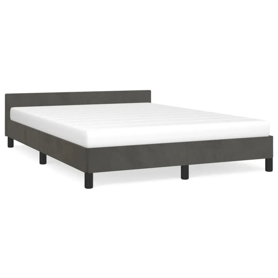 vidaXL Bettgestell mit Kopfteil aus Samt in Dunkelgrau, B/T/H: 140 x 200 x 143 cm - Bild 2